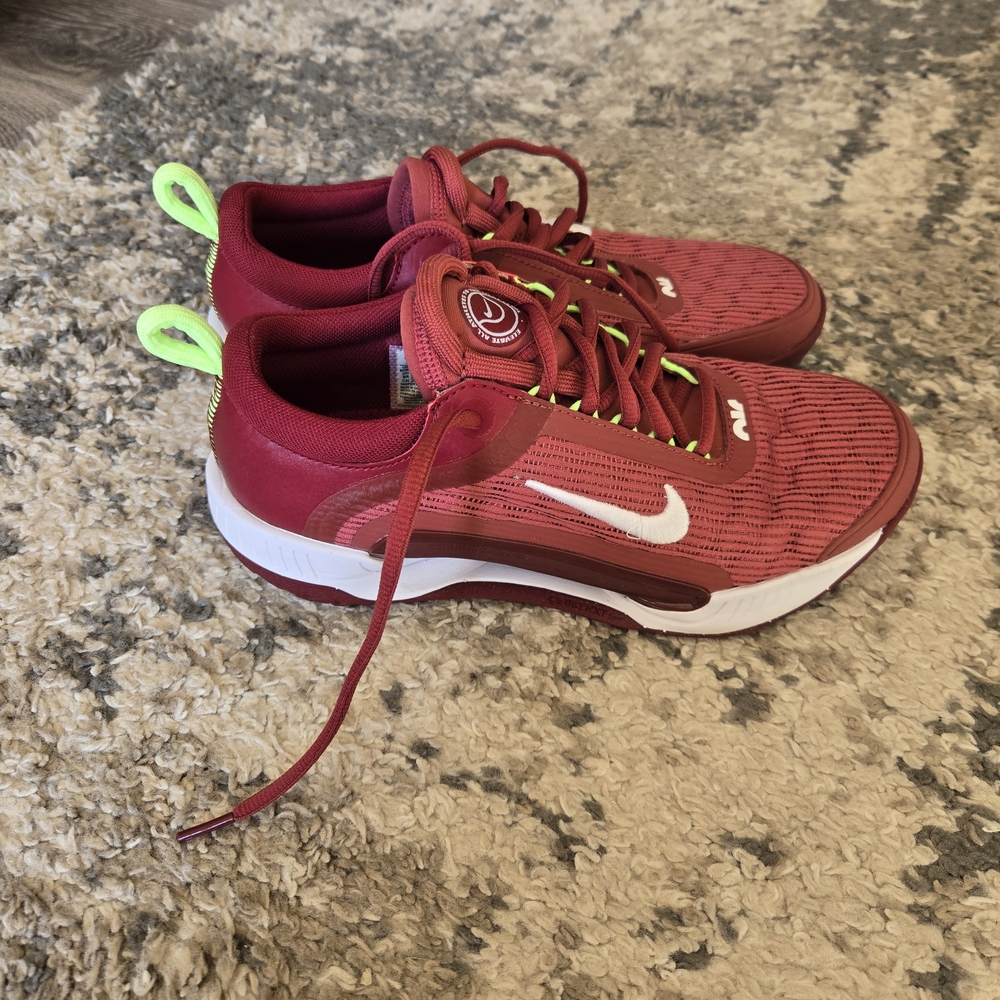 Nike Red Athletic Shoes with White and Green Accents